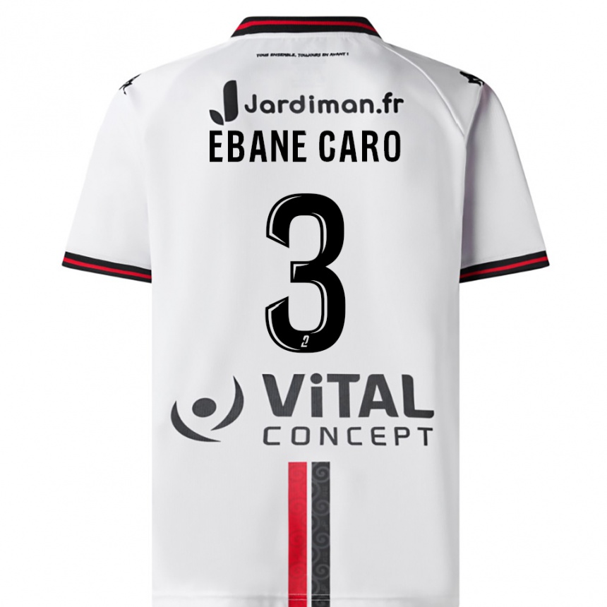 גברים כדורגל Noa Ebane Caro #3 לבן אדום הרחק ג'רזי 2025/26