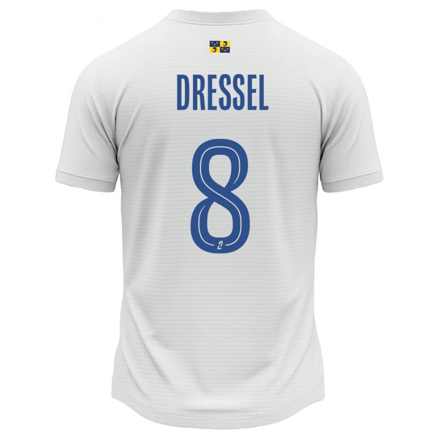 גברים כדורגל Charlie Dressel #8 לבן כחול הרחק ג'רזי 2025/26