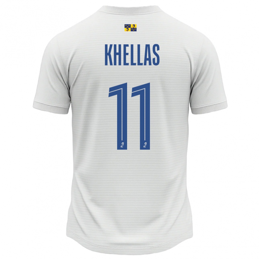 גברים כדורגל Armelle Khellas #11 לבן כחול הרחק ג'רזי 2025/26