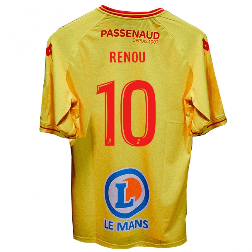 גברים כדורגל Baptiste Renou #10 צהוב הרחק ג'רזי 2025/26
