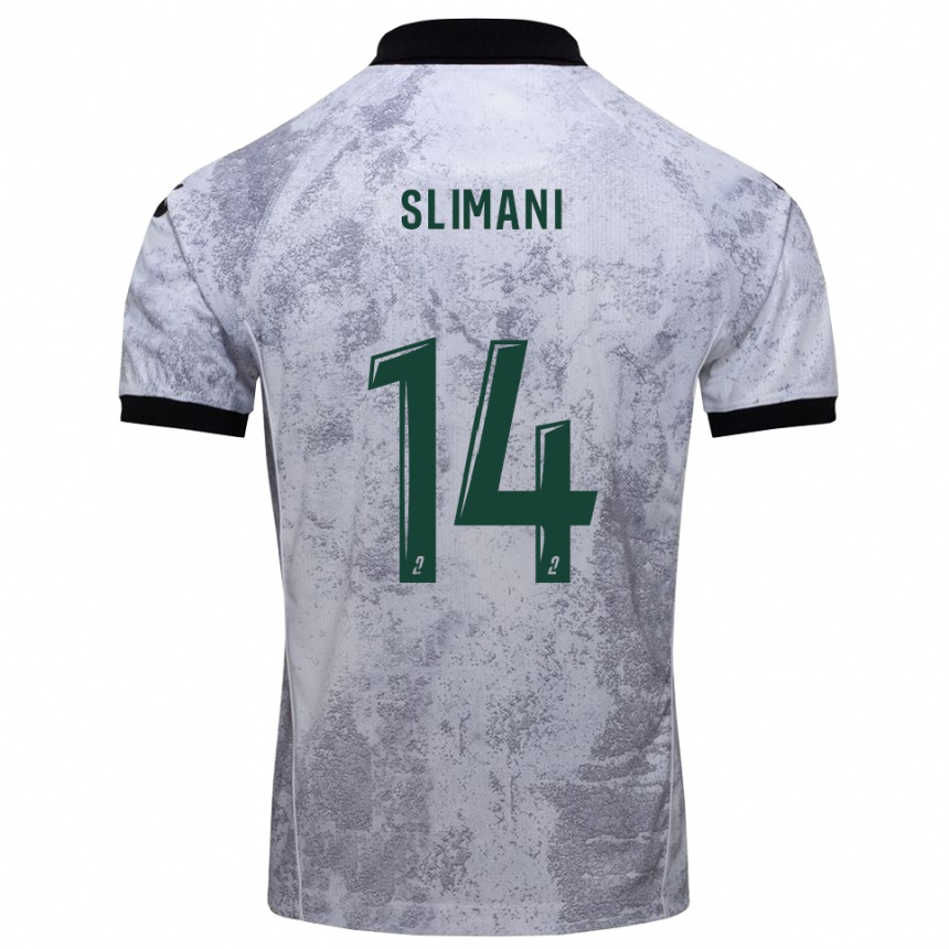 גברים כדורגל ריאן סלימאני #14 לבן שחור הרחק ג'רזי 2025/26