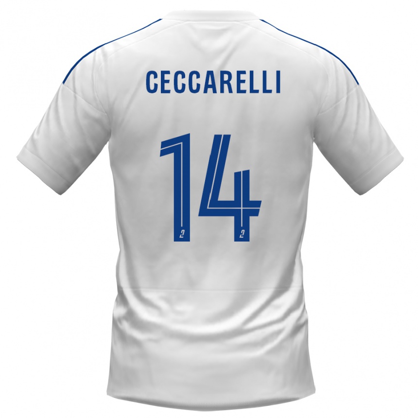גברים כדורגל Grégory Ceccarelli #14 לבן כחול הרחק ג'רזי 2025/26