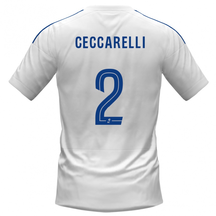 גברים כדורגל Gabriel Ceccarelli #2 לבן כחול הרחק ג'רזי 2025/26
