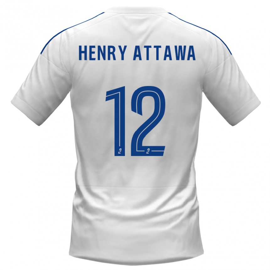 גברים כדורגל Yoel Henry Attawa #12 לבן כחול הרחק ג'רזי 2025/26