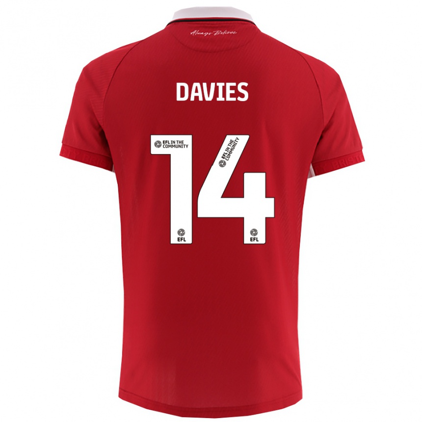 נשים כדורגל Max Davies #14 אדום לבן ג'רזי ביתית 2025/26