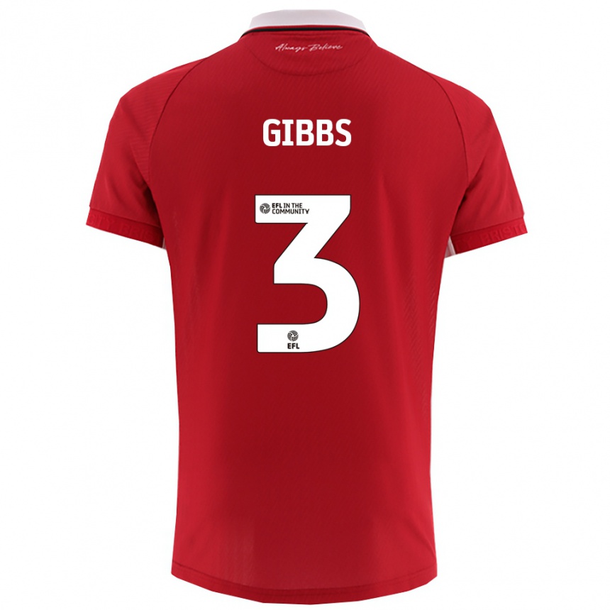 נשים כדורגל טומוס גיבס #3 אדום לבן ג'רזי ביתית 2025/26