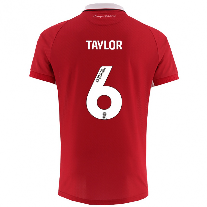 נשים כדורגל Archie Taylor #6 אדום לבן ג'רזי ביתית 2025/26