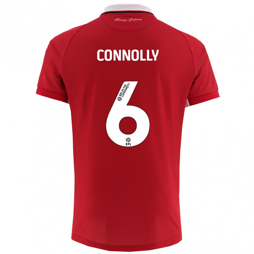 נשים כדורגל מייגן קונולי #6 אדום לבן ג'רזי ביתית 2025/26