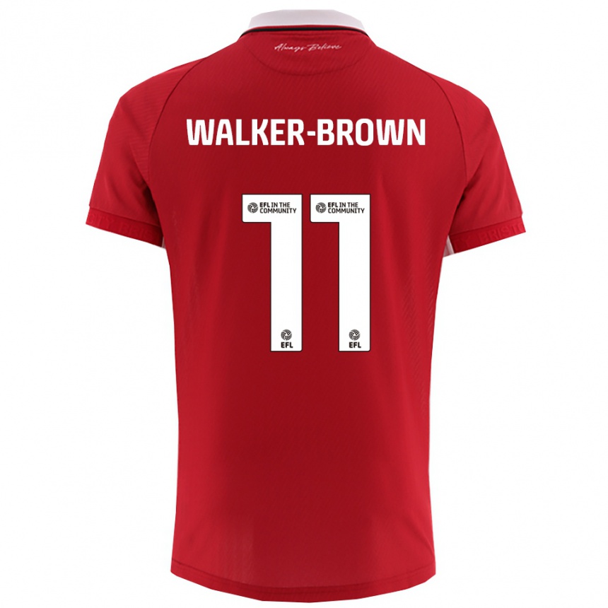 נשים כדורגל Rushon Walker-Brown #11 אדום לבן ג'רזי ביתית 2025/26