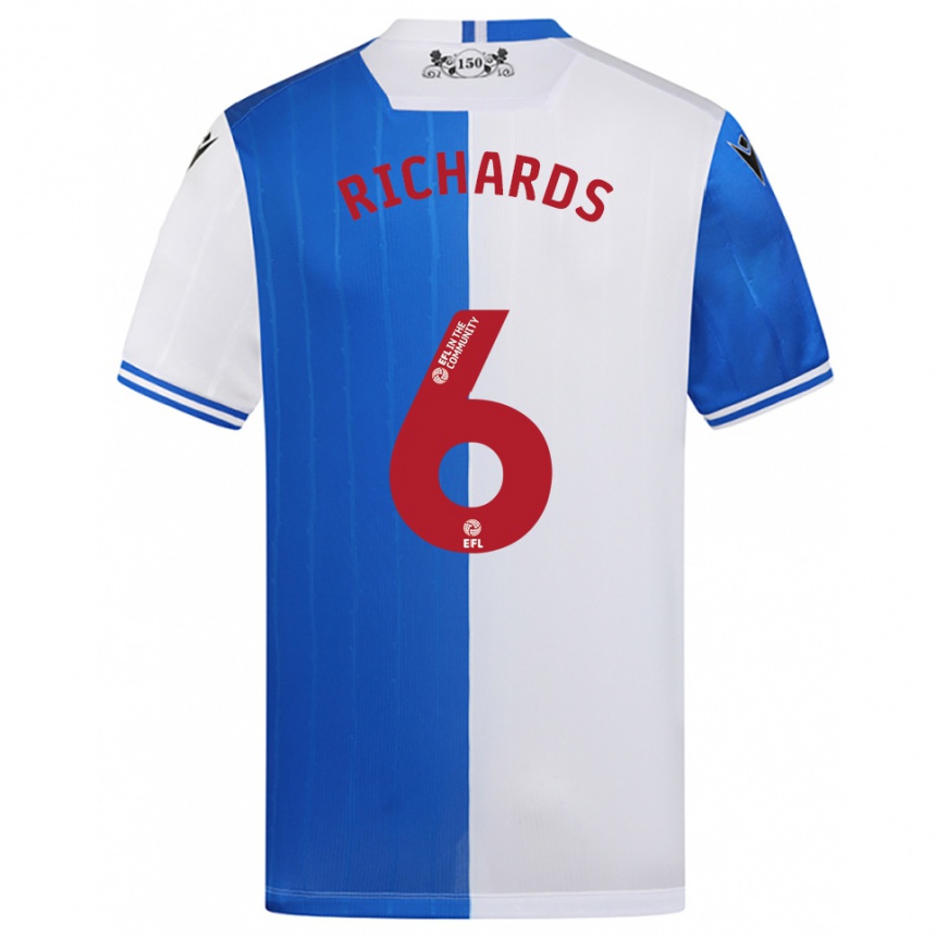 נשים כדורגל Jade Richards #6 כחול לבן ג'רזי ביתית 2025/26