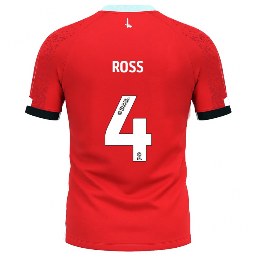 נשים כדורגל Mia Ross #4 אדום לבן ג'רזי ביתית 2025/26