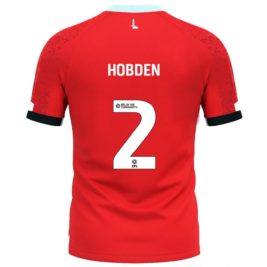 נשים כדורגל Ollie Hobden #2 אדום לבן ג'רזי ביתית 2025/26