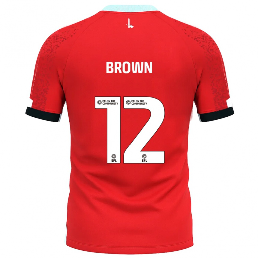 נשים כדורגל Ethan Brown #12 אדום לבן ג'רזי ביתית 2025/26