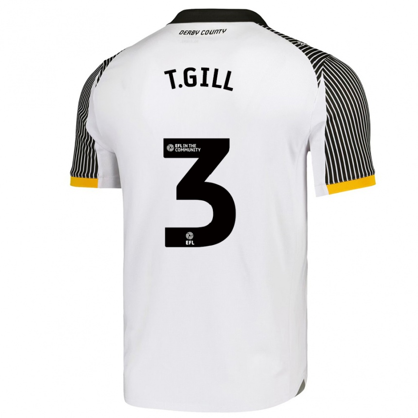 נשים כדורגל Tristan Gill #3 לבן שחור ג'רזי ביתית 2025/26
