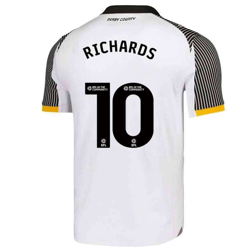 נשים כדורגל Jerome Richards #10 לבן שחור ג'רזי ביתית 2025/26