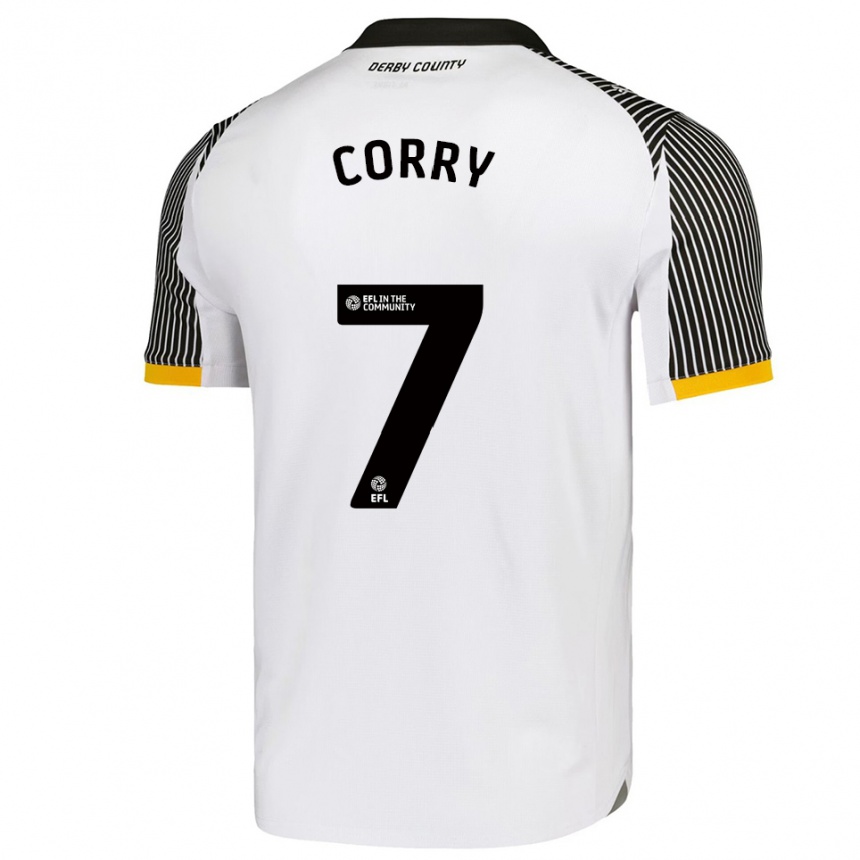 נשים כדורגל Sean Corry #7 לבן שחור ג'רזי ביתית 2025/26