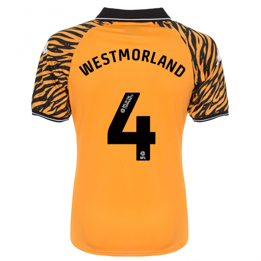 נשים כדורגל Emma Westmorland #4 כתום שחור ג'רזי ביתית 2025/26