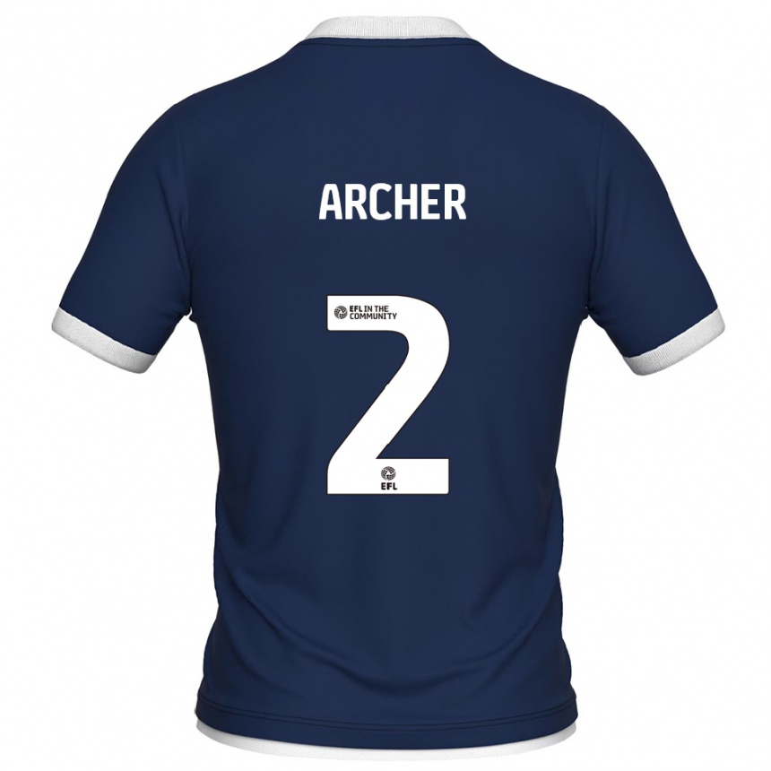 נשים כדורגל Da'rell Archer #2 כחול נייבי לבן ג'רזי ביתית 2025/26