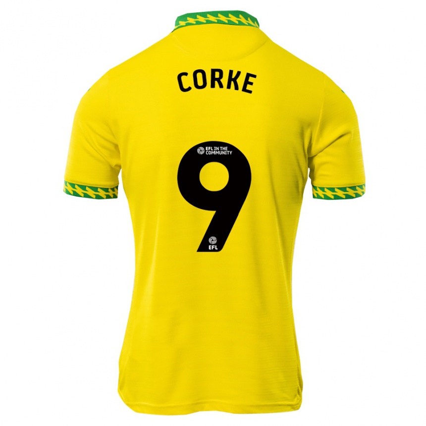 נשים כדורגל Finlay Corke #9 לבן ירוק ג'רזי ביתית 2025/26