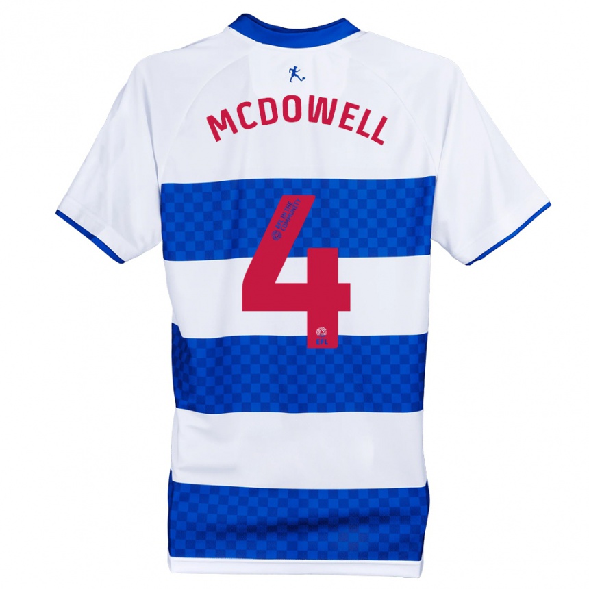 נשים כדורגל Jack Mcdowell #4 כחול לבן ג'רזי ביתית 2025/26 נשים כדורגל Jack Mcdowell #4 כחול לבן ג'רזי ביתית 2025/26