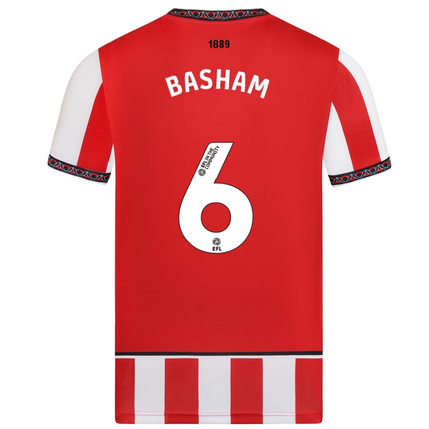 נשים כדורגל כריס באשם #6 אדום לבן ג'רזי ביתית 2025/26