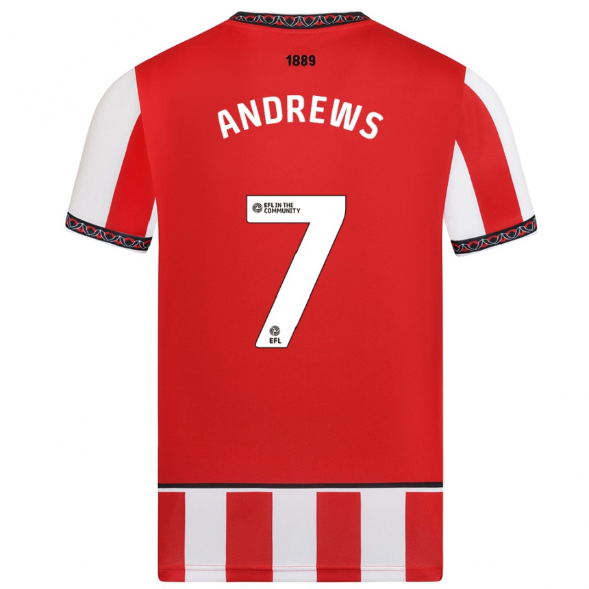 נשים כדורגל Amy Andrews #7 אדום לבן ג'רזי ביתית 2025/26