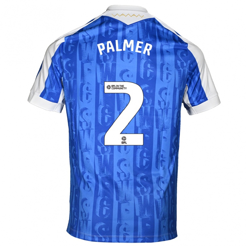 נשים כדורגל ליאם פאלמר #2 כחול לבן ג'רזי ביתית 2025/26
