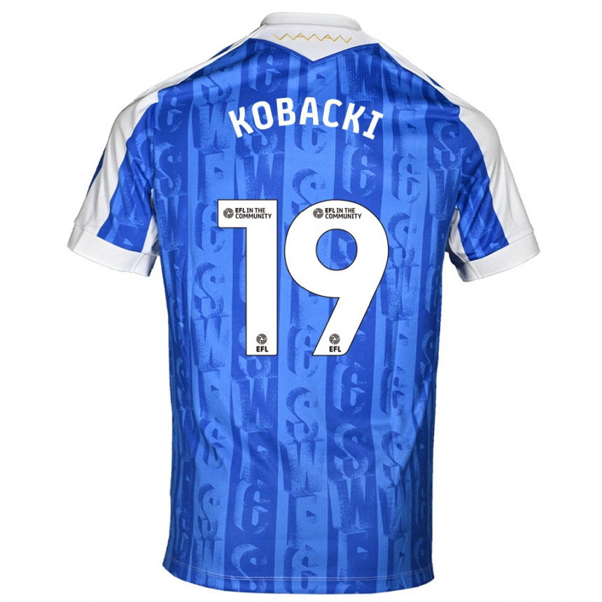 נשים כדורגל Olaf Kobacki #19 כחול לבן ג'רזי ביתית 2025/26