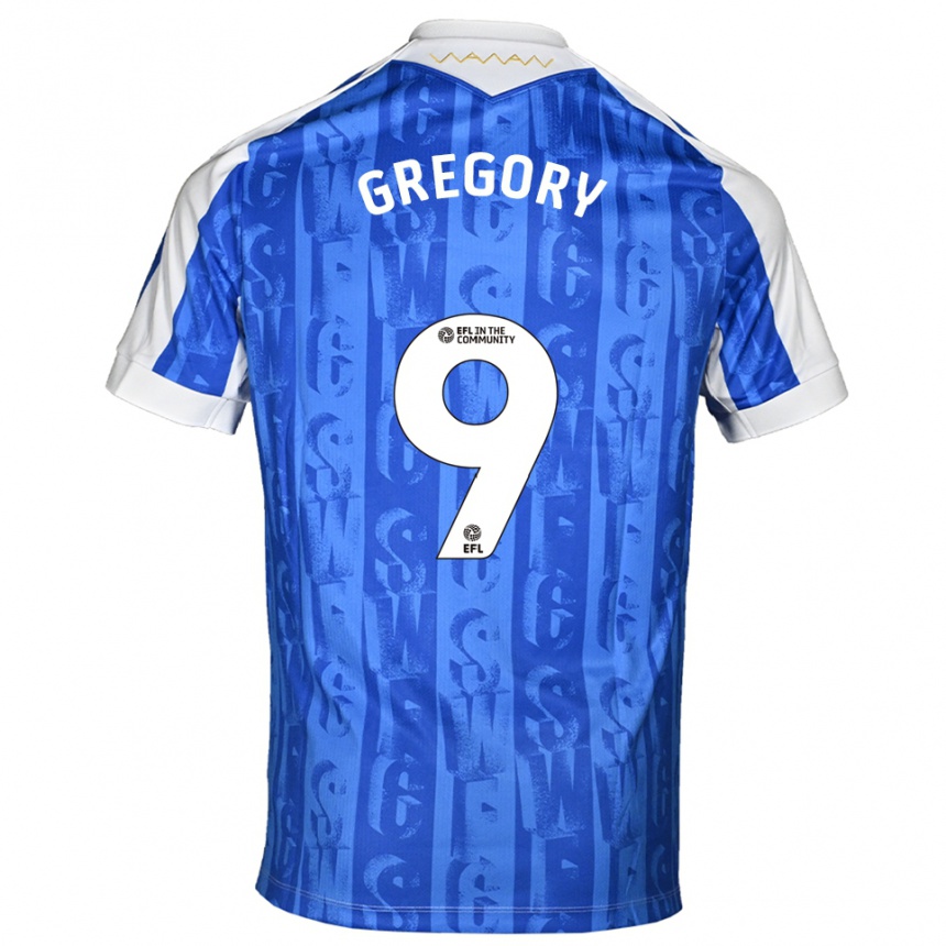 נשים כדורגל לי גרגורי #9 כחול לבן ג'רזי ביתית 2025/26