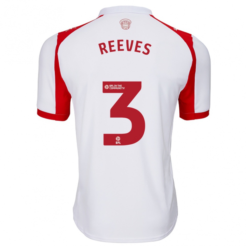 נשים כדורגל בן ריבס #3 לבן אדום ג'רזי ביתית 2025/26