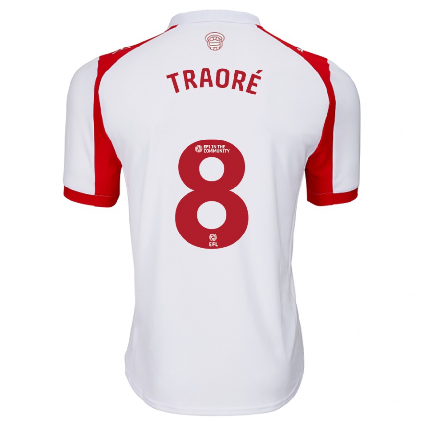 נשים כדורגל דאודה טראורה #8 לבן אדום ג'רזי ביתית 2025/26