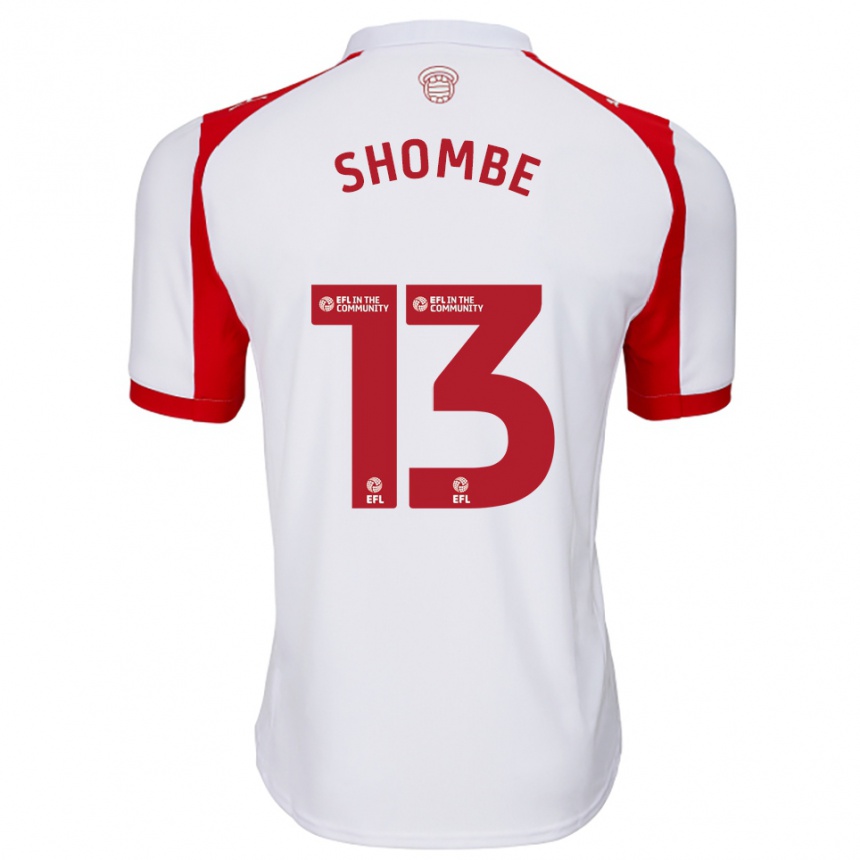 נשים כדורגל Khiani Shombe #13 לבן אדום ג'רזי ביתית 2025/26