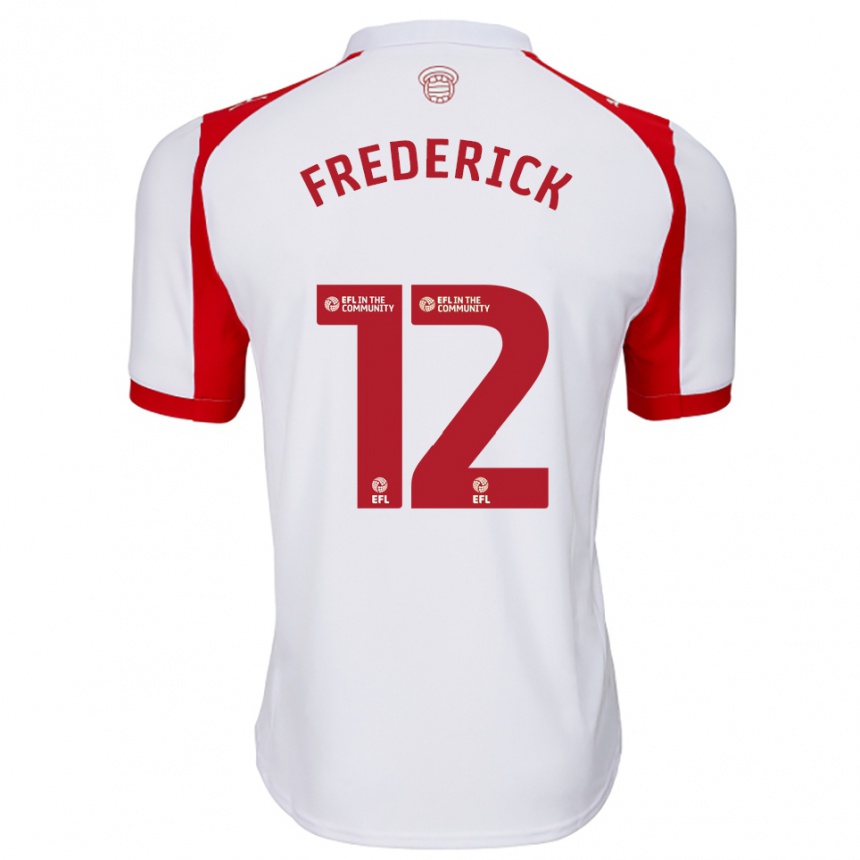 נשים כדורגל Cameron Frederick #12 לבן אדום ג'רזי ביתית 2025/26