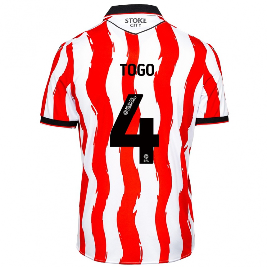 נשים כדורגל איאן טוגו #4 לבן אדום ג'רזי ביתית 2025/26