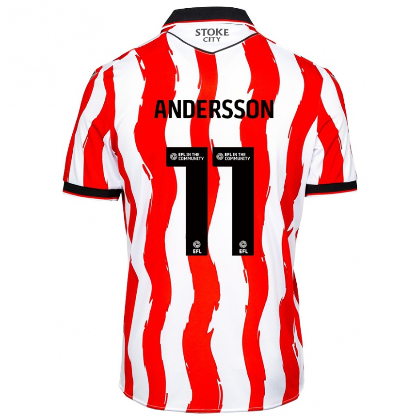 נשים כדורגל אדווין אנדרסון #11 לבן אדום ג'רזי ביתית 2025/26
