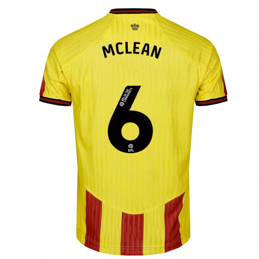 נשים כדורגל Sophie Mclean #6 צהוב אדום ג'רזי ביתית 2025/26