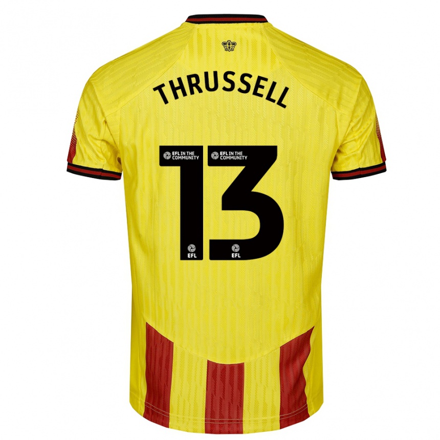 נשים כדורגל Sebastian Thrussell #13 צהוב אדום ג'רזי ביתית 2025/26