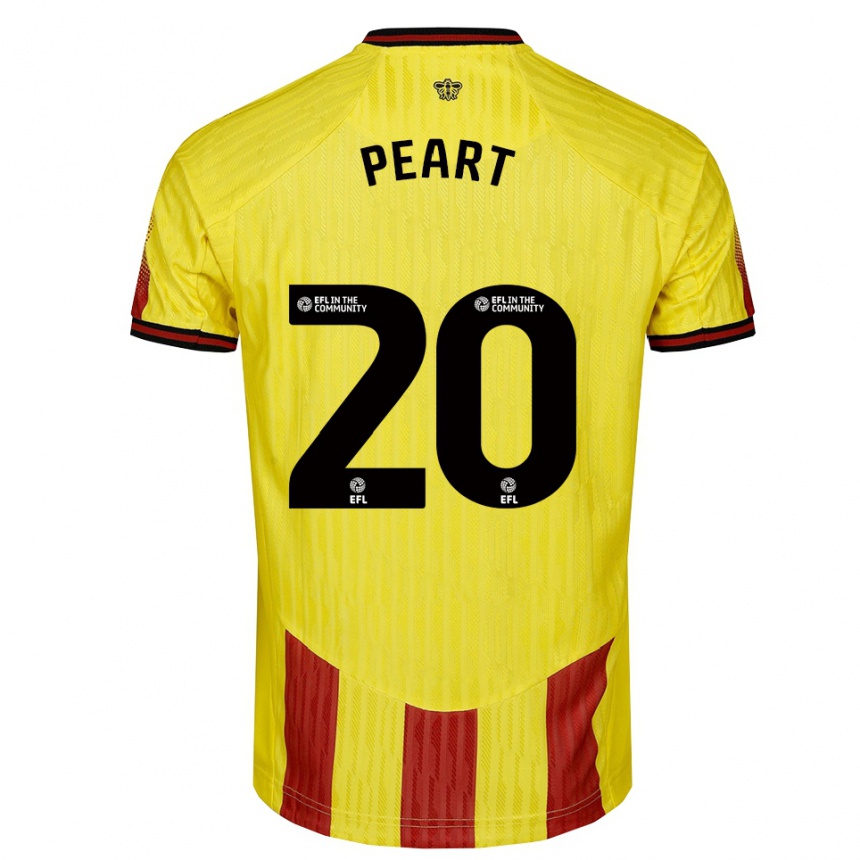 נשים כדורגל Kalani Peart #20 צהוב אדום ג'רזי ביתית 2025/26