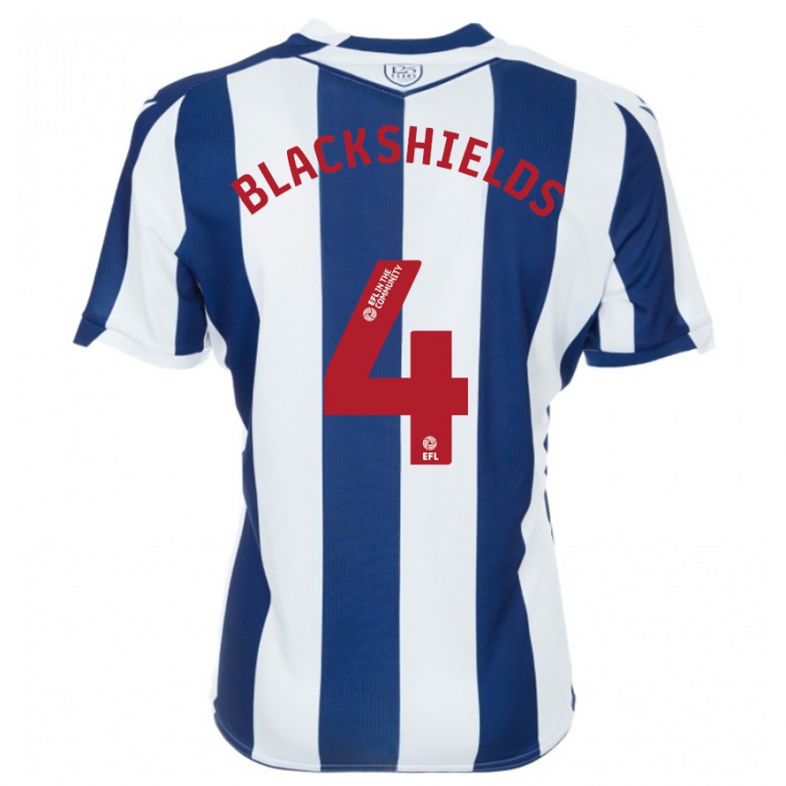 נשים כדורגל צ'רלי בלקשילדס #4 כחול נייבי לבן ג'רזי ביתית 2025/26