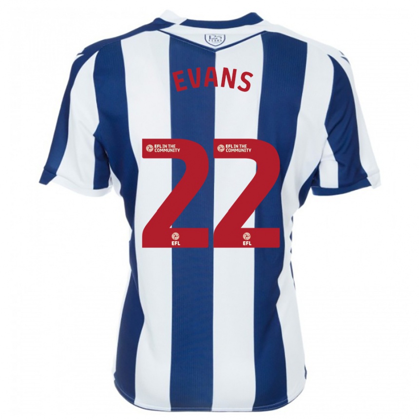 נשים כדורגל קייט אוונס #22 כחול נייבי לבן ג'רזי ביתית 2025/26