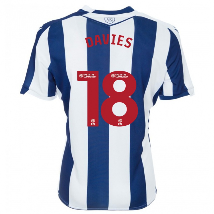 נשים כדורגל ג'סיקה דייויס #18 כחול נייבי לבן ג'רזי ביתית 2025/26