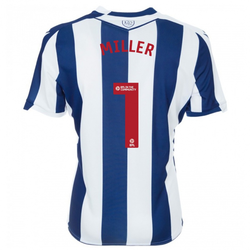 נשים כדורגל Anna Miller #1 כחול נייבי לבן ג'רזי ביתית 2025/26