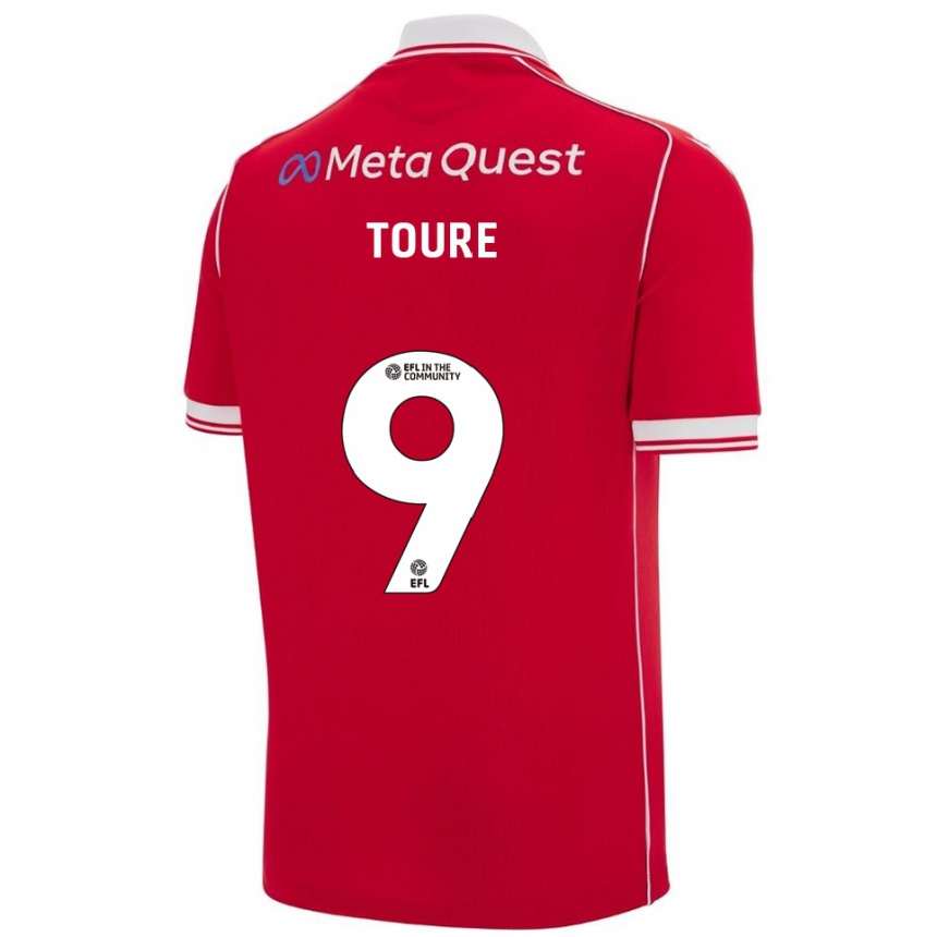 נשים כדורגל יאסין טור #9 אדום לבן ג'רזי ביתית 2025/26