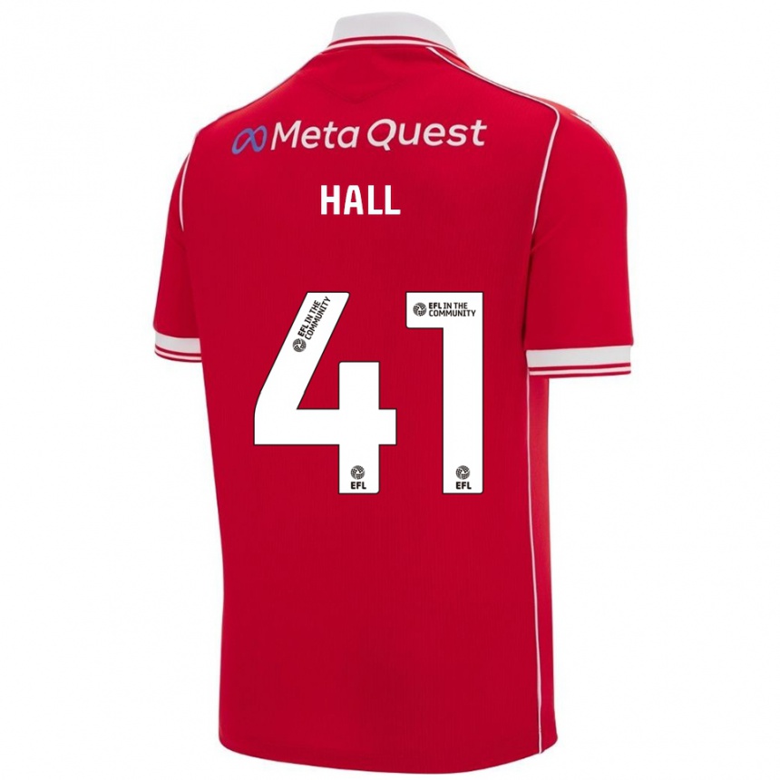 נשים כדורגל ליאם הול #41 אדום לבן ג'רזי ביתית 2025/26