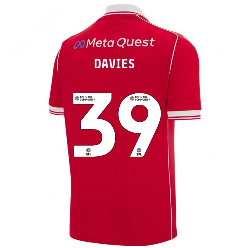 נשים כדורגל דניאל דייויס #39 אדום לבן ג'רזי ביתית 2025/26