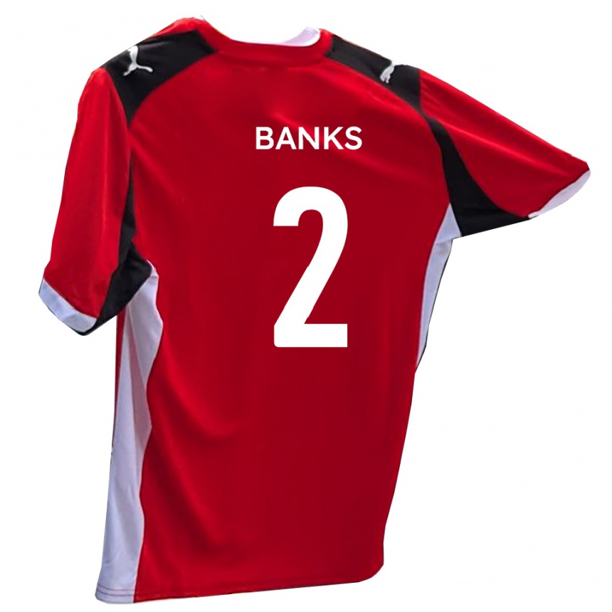 נשים כדורגל לואיס בנקס #2 אדום לבן ג'רזי ביתית 2025/26