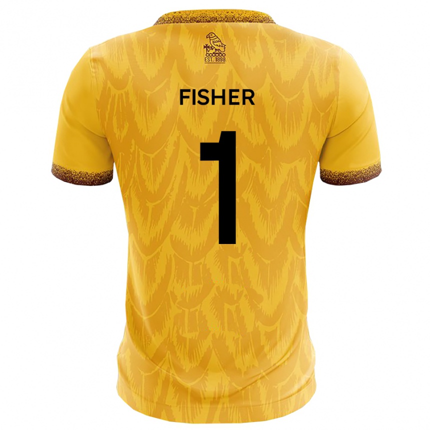 נשים כדורגל Tobias Fisher #1 צהוב חום ג'רזי ביתית 2025/26