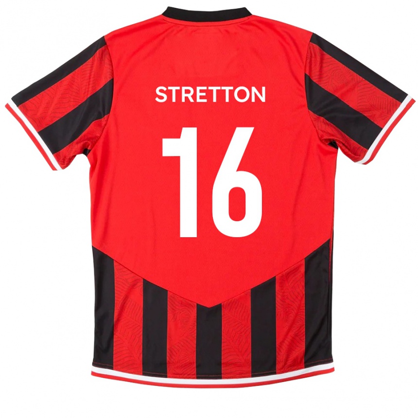 נשים כדורגל ג'ק סטרטון #16 אדום שחור ג'רזי ביתית 2025/26