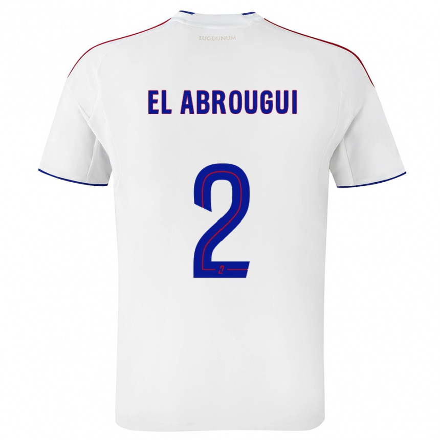 נשים כדורגל Wassim El Abrougui #2 לבן אדום ג'רזי ביתית 2025/26