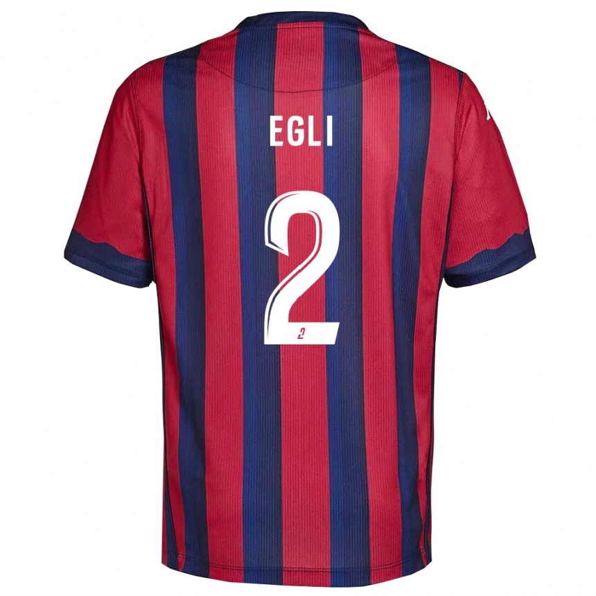 נשים כדורגל Mattéo Egli #2 בורדו כחול נייבי ג'רזי ביתית 2025/26